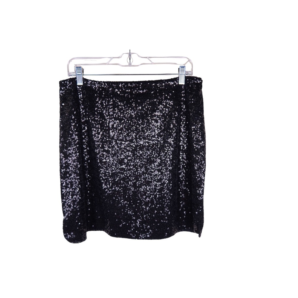 Black Sequin Mini Skirt Shimmer Party Holiday Night Out Women Size 12 Excellent